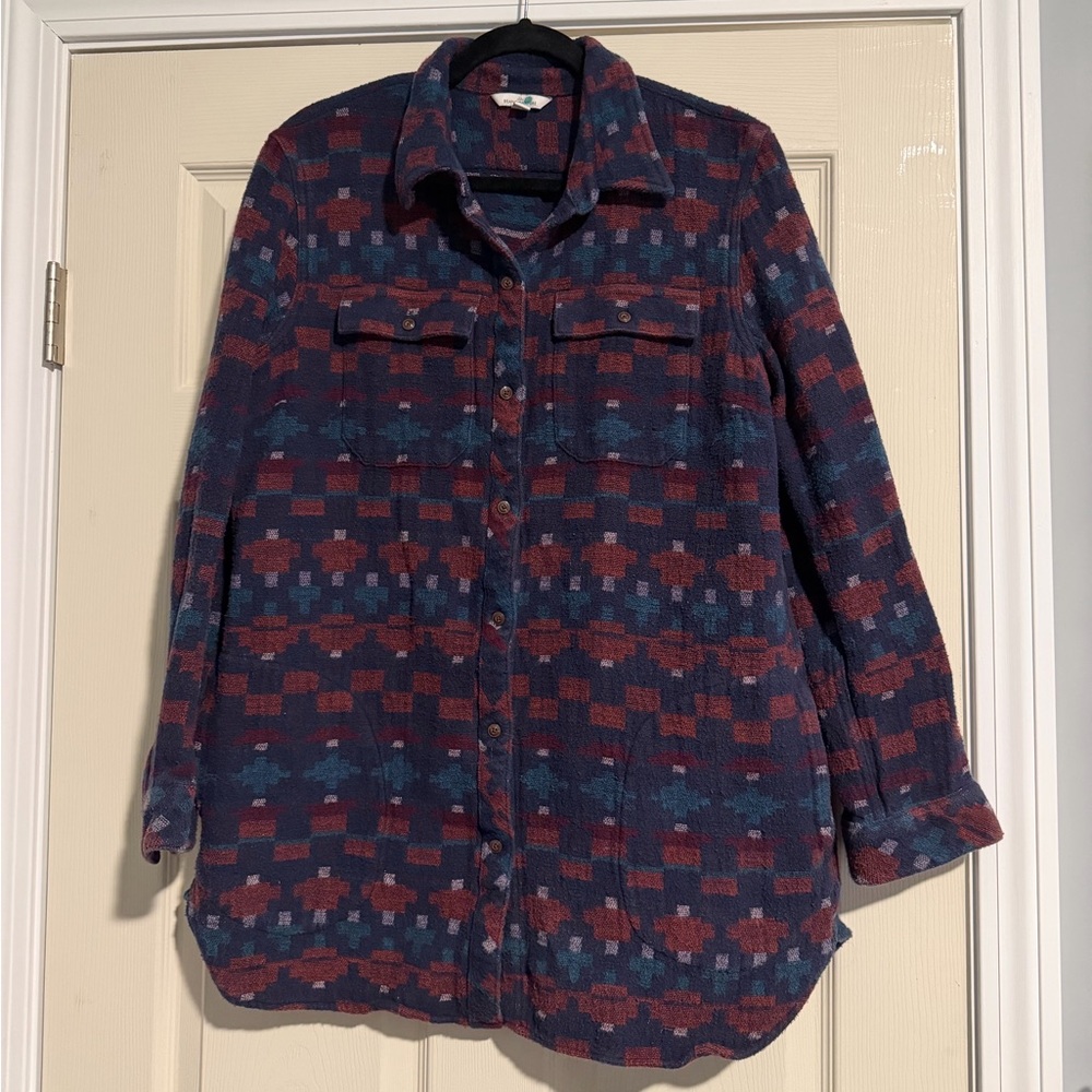 L.L. Bean Signature Red and Blue Patterned Top